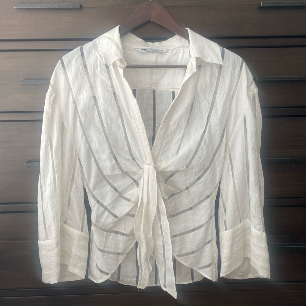 White Striped Zara Top